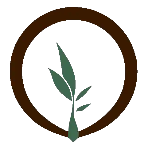 Symbole visuel de TeA Formations avec une jeune pousse dans un cercle marron